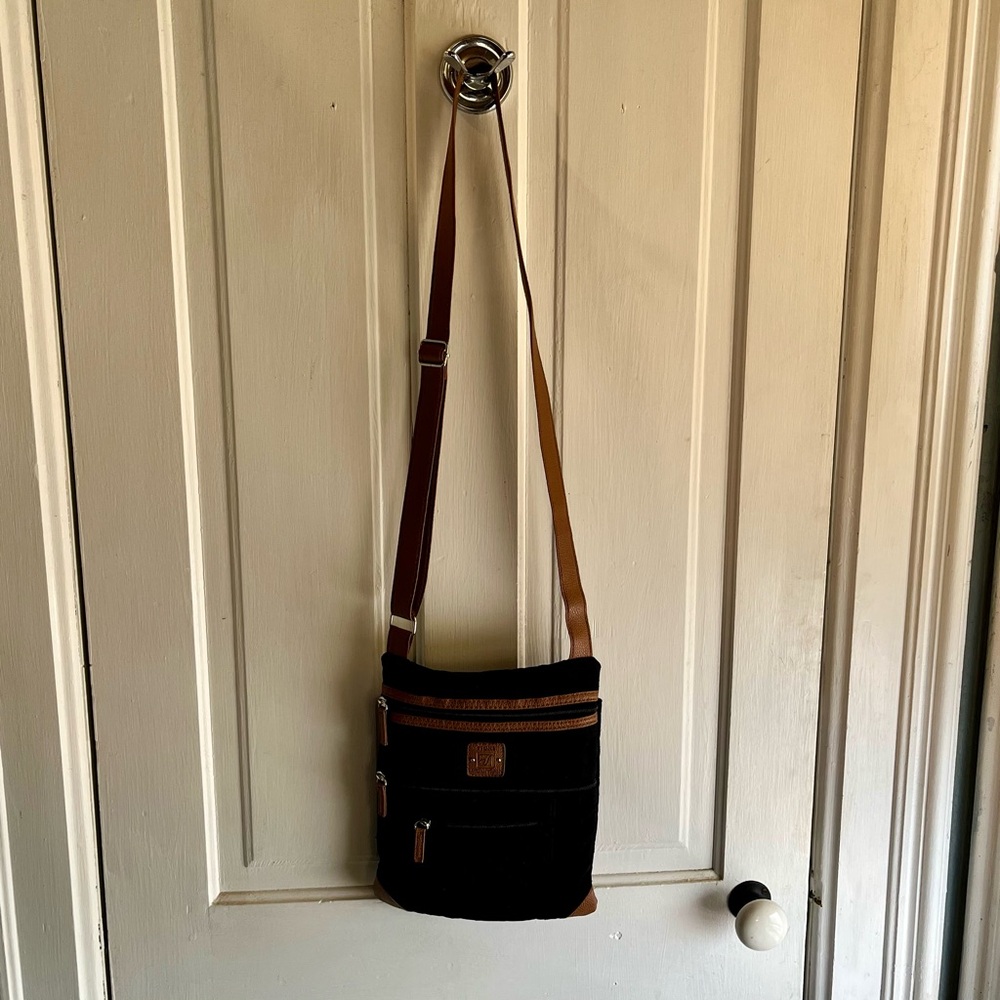 Stone Mountain Black and Brown Crossbody Bag with Adjustable Strap